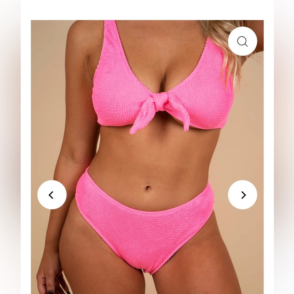 Blushing Brunette hot pink bikini